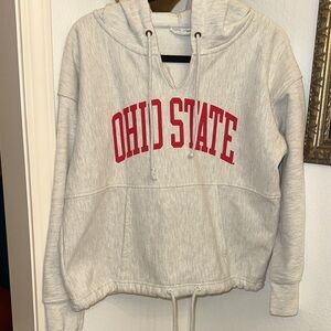 Ohio State University Champion Blue Label Reverse Weave Hoodie Sz Medium Grey